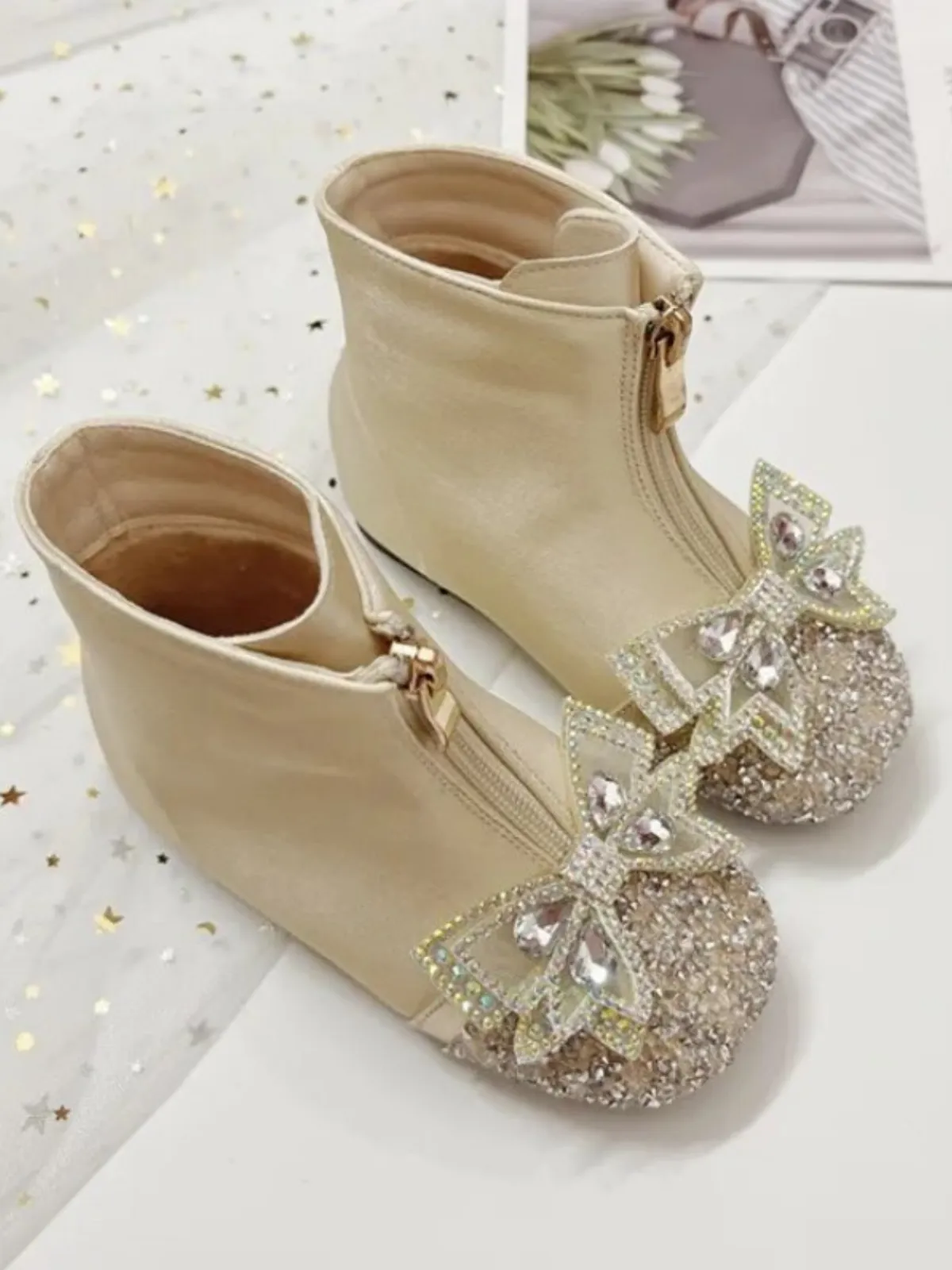 Bedazzled Beauty Crystal Bow Boots By Liv and Mia