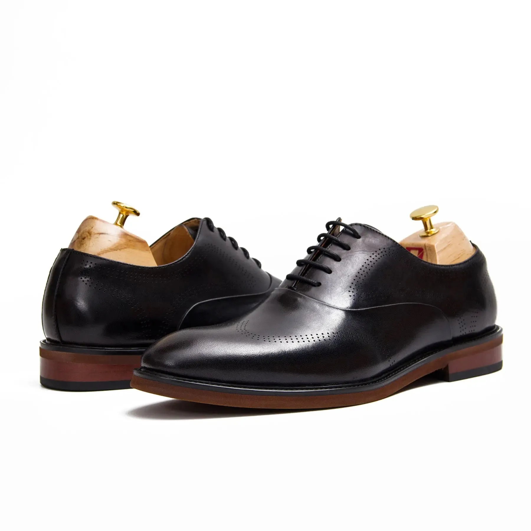 Brown leather oxford shoes