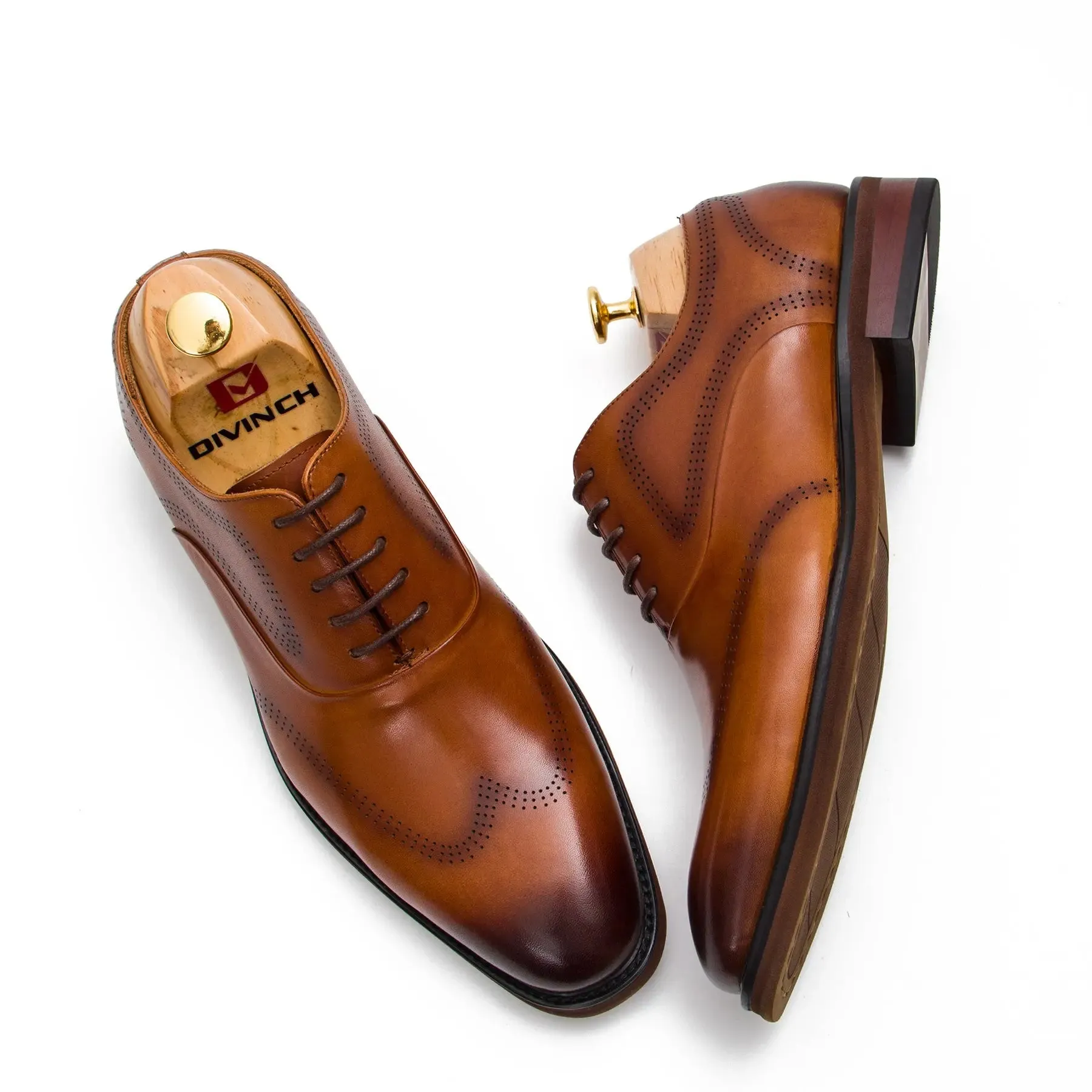 Brown leather oxford shoes