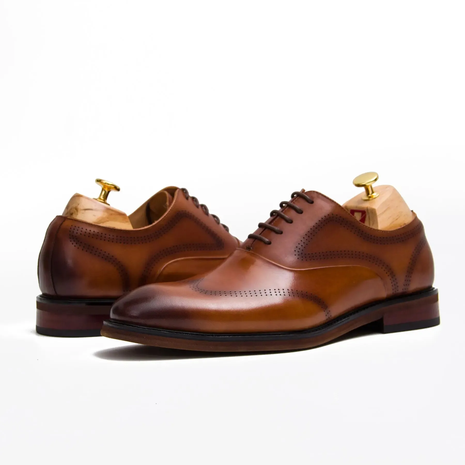 Brown leather oxford shoes