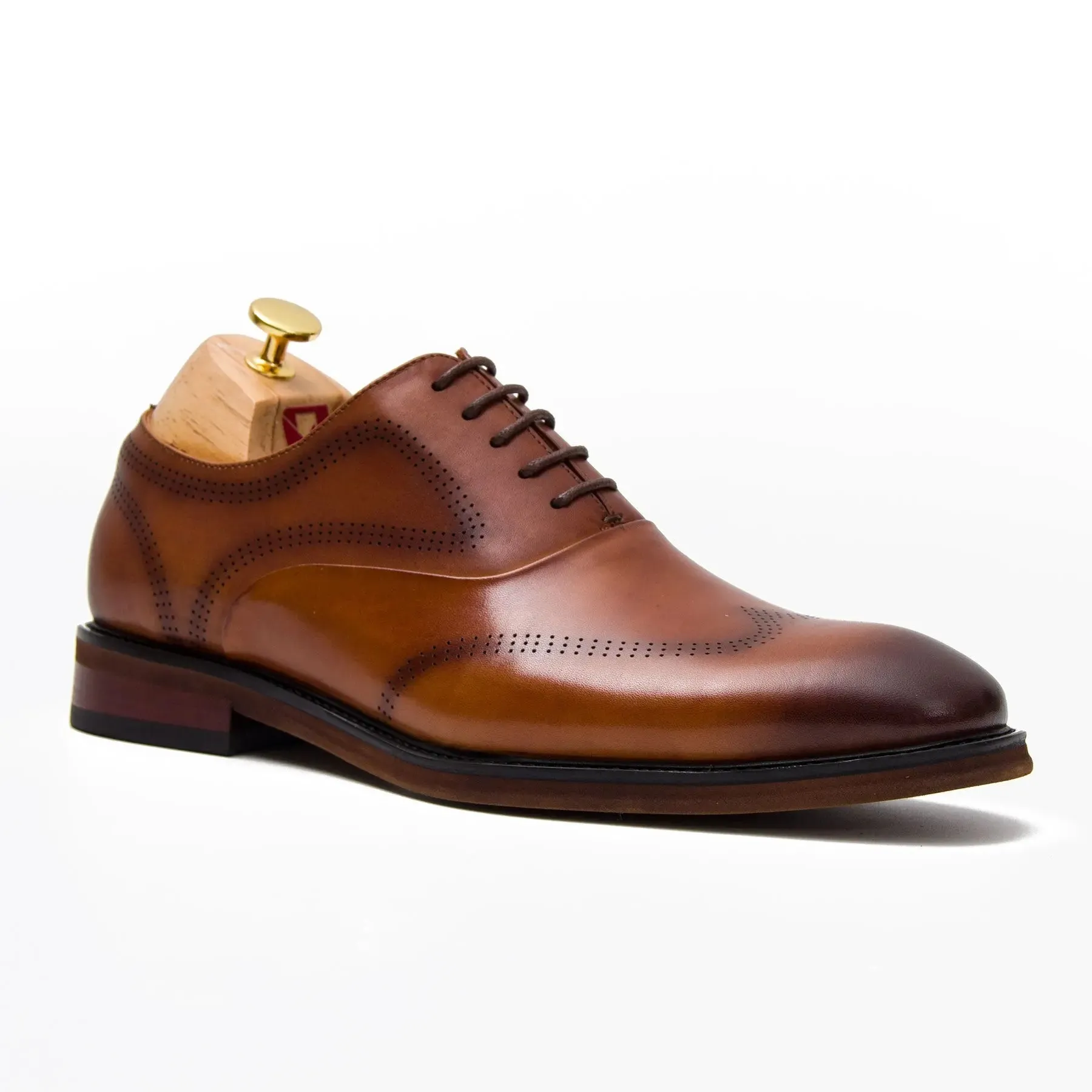 Brown leather oxford shoes