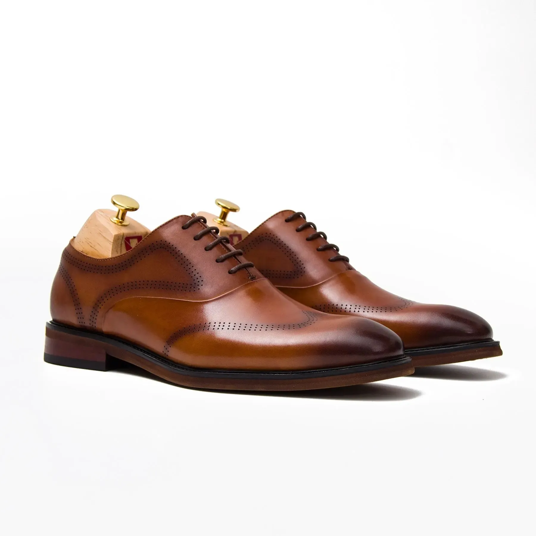 Brown leather oxford shoes