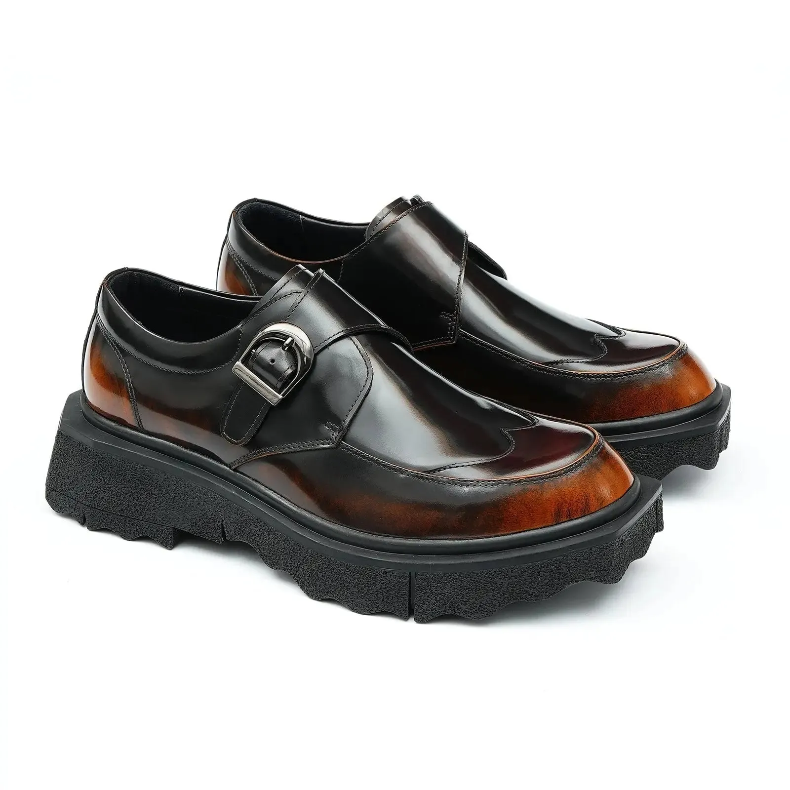 Brown monk strap shoes