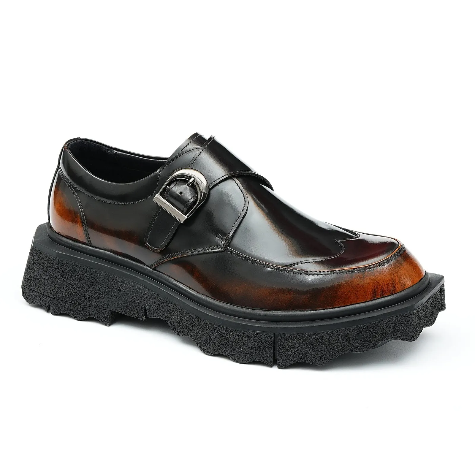 Brown monk strap shoes