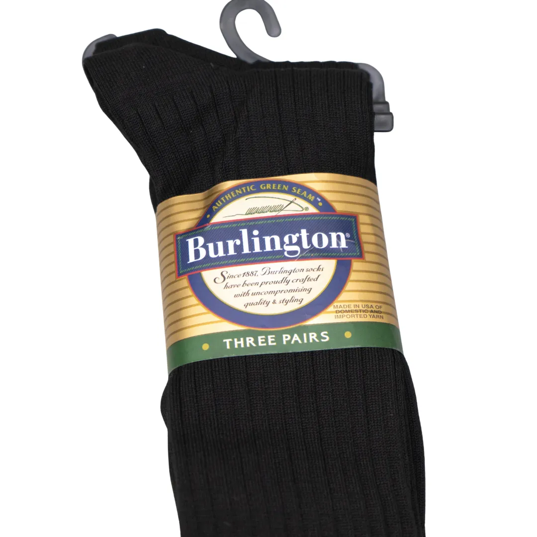 BURLINGTON DRESS MERCERIZED COTTON CREW SOCK - BLACK