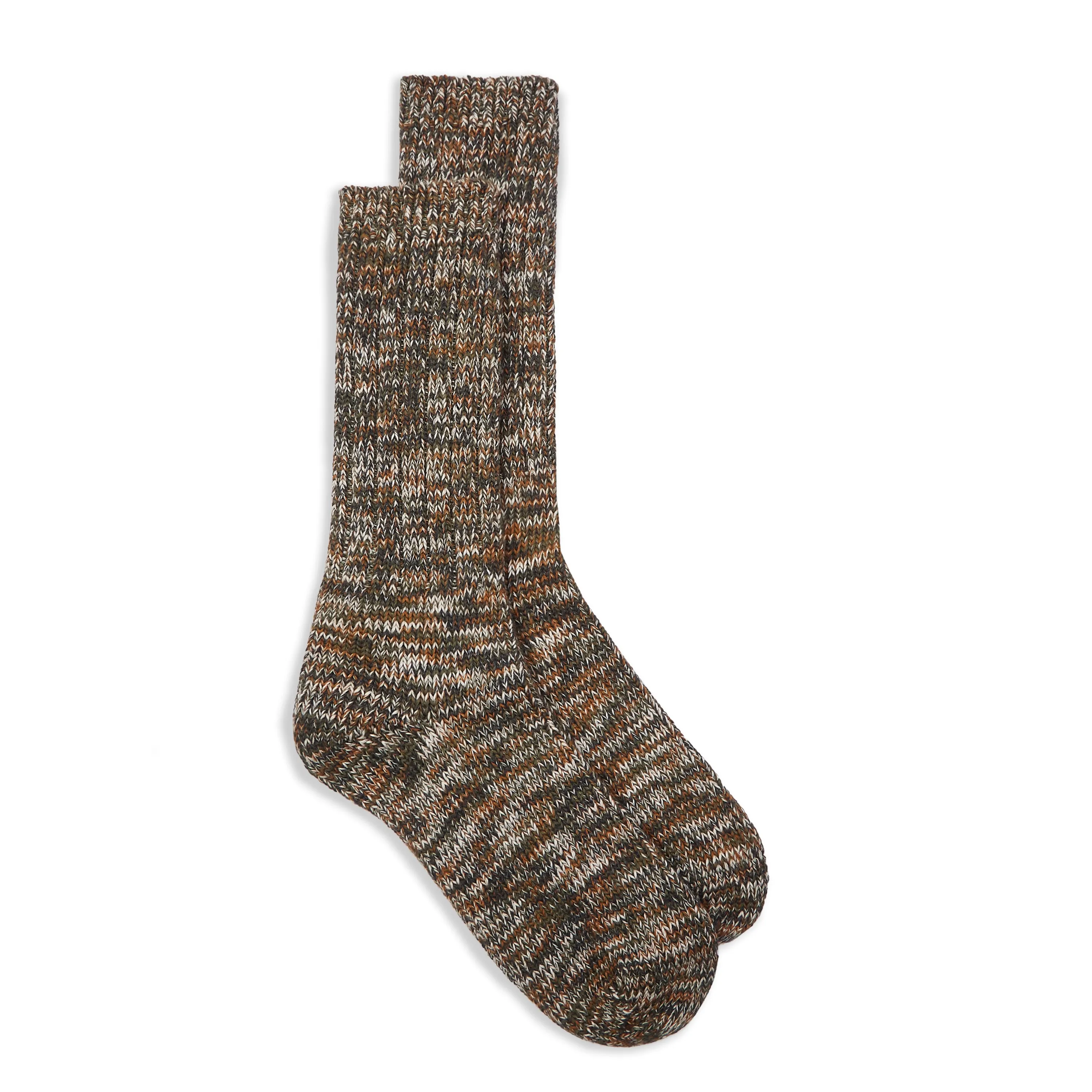 Burrows & Hare Fleck Socks - Dark Green