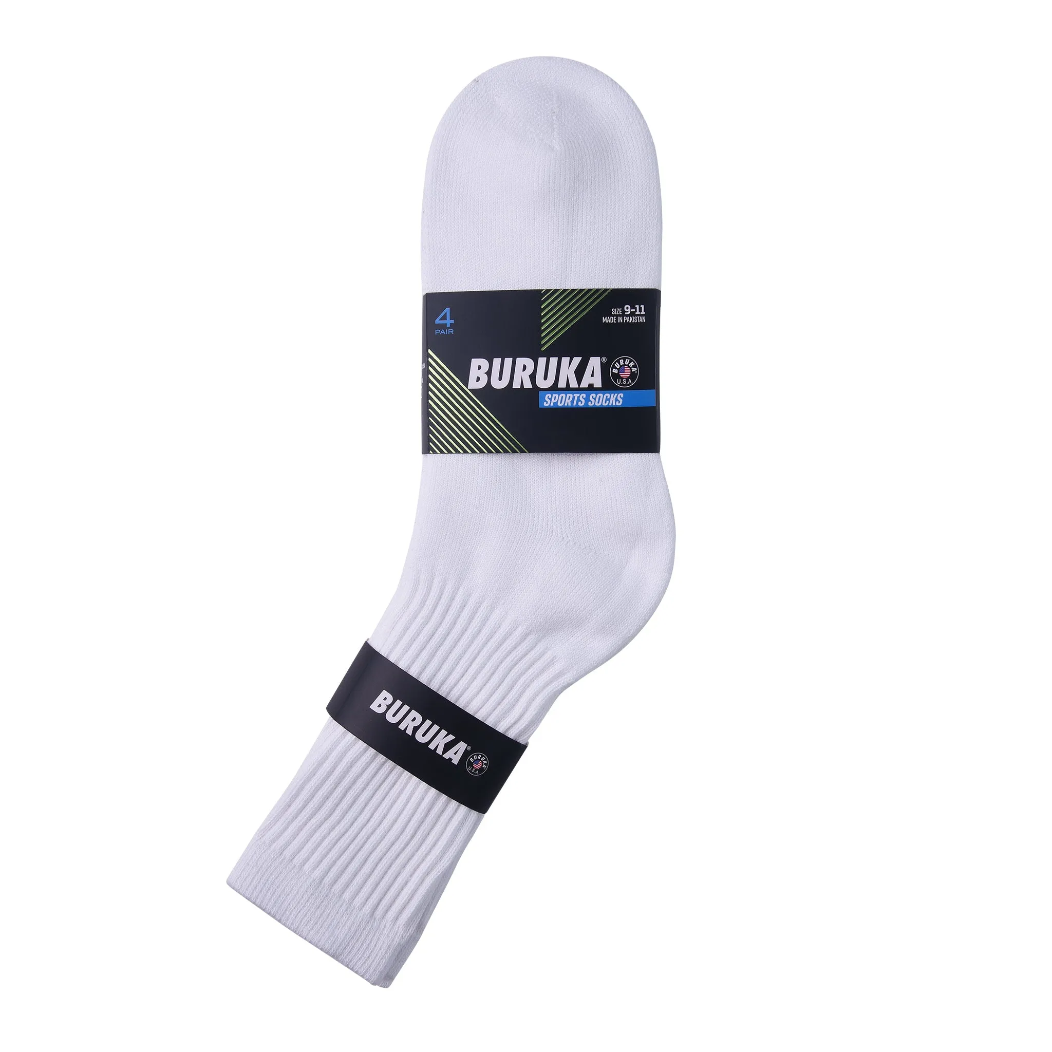 BURUKA CREW SPORTS SOCKS - 4 PAIRS PACKING (BK274_WHITE)