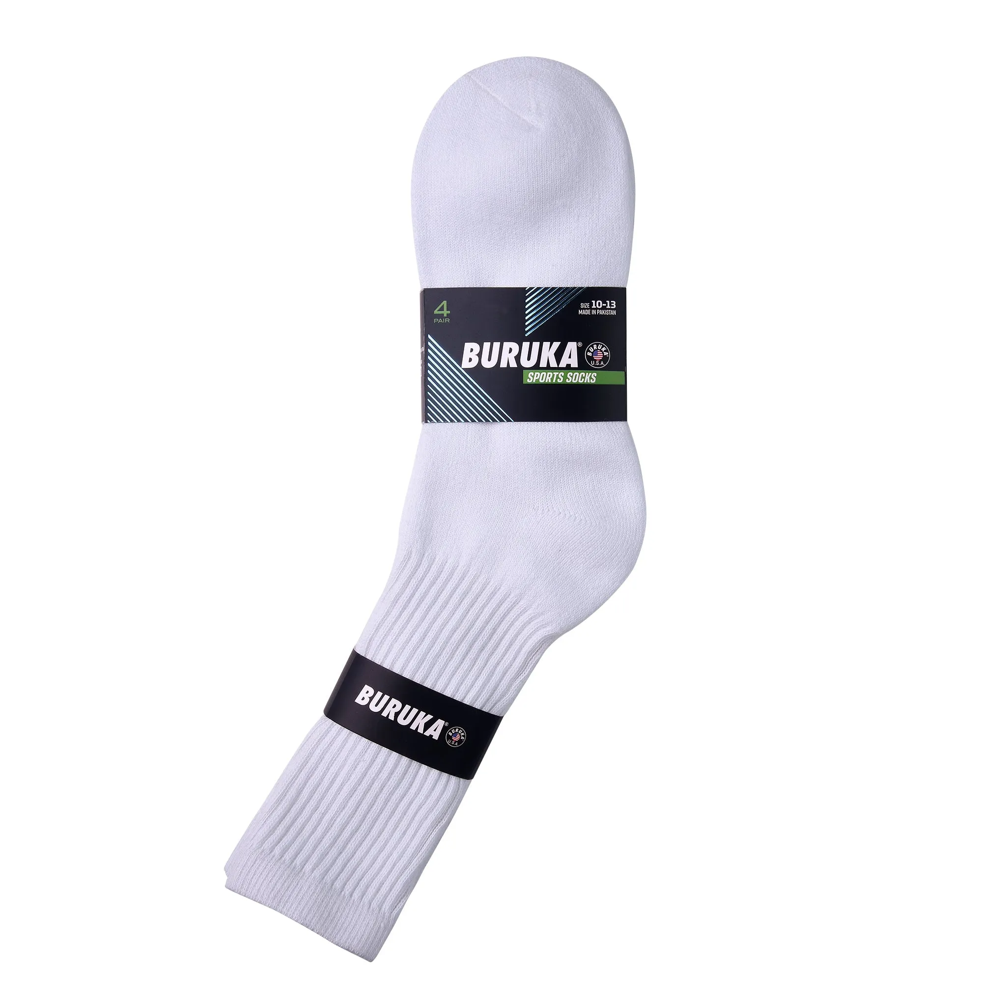 BURUKA CREW SPORTS SOCKS - 4 PAIRS PACKING (BK274_WHITE)