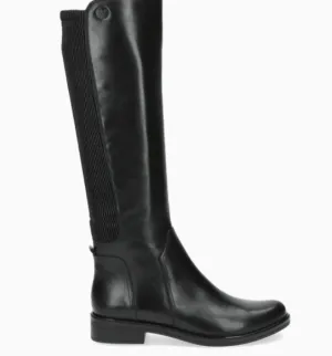 Caprice Black Leather Knee Boot