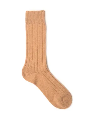 CASHMERE SOLID SOCKS - CAMEL