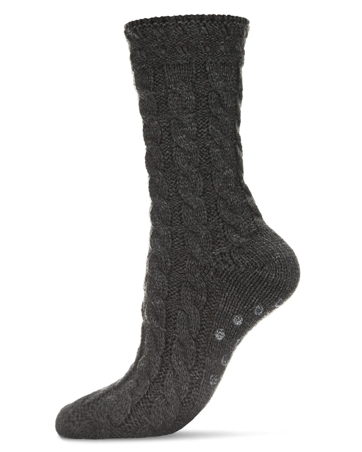 Classic Twist Chunky Knit Non-Skid Crew Sock