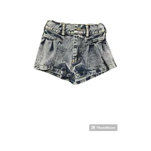 denim pleat front short