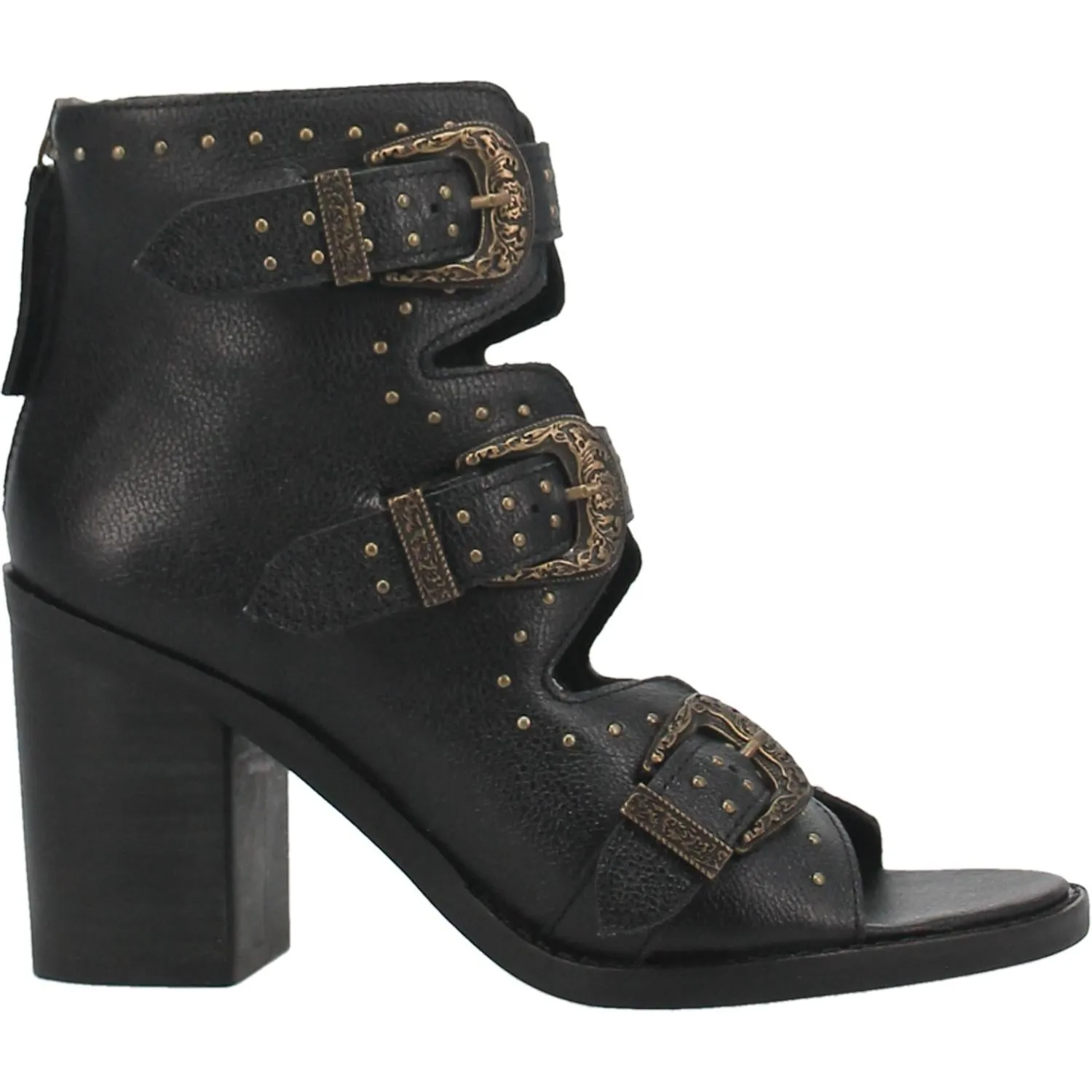 *DISCONTINUED* Dingo | Ziggy Leather Heeled Sandal in Black | Last Chance Size 10