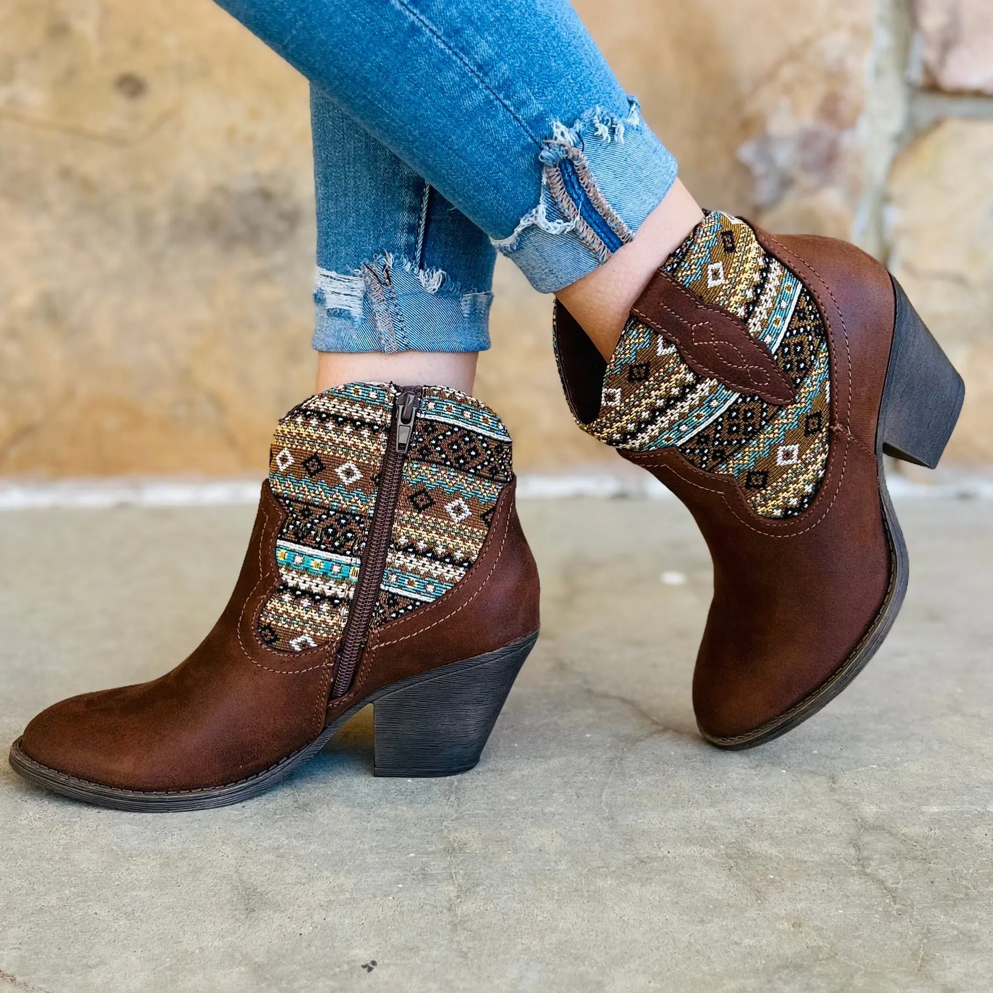 Hurley Brown Multi Distressed Booties*