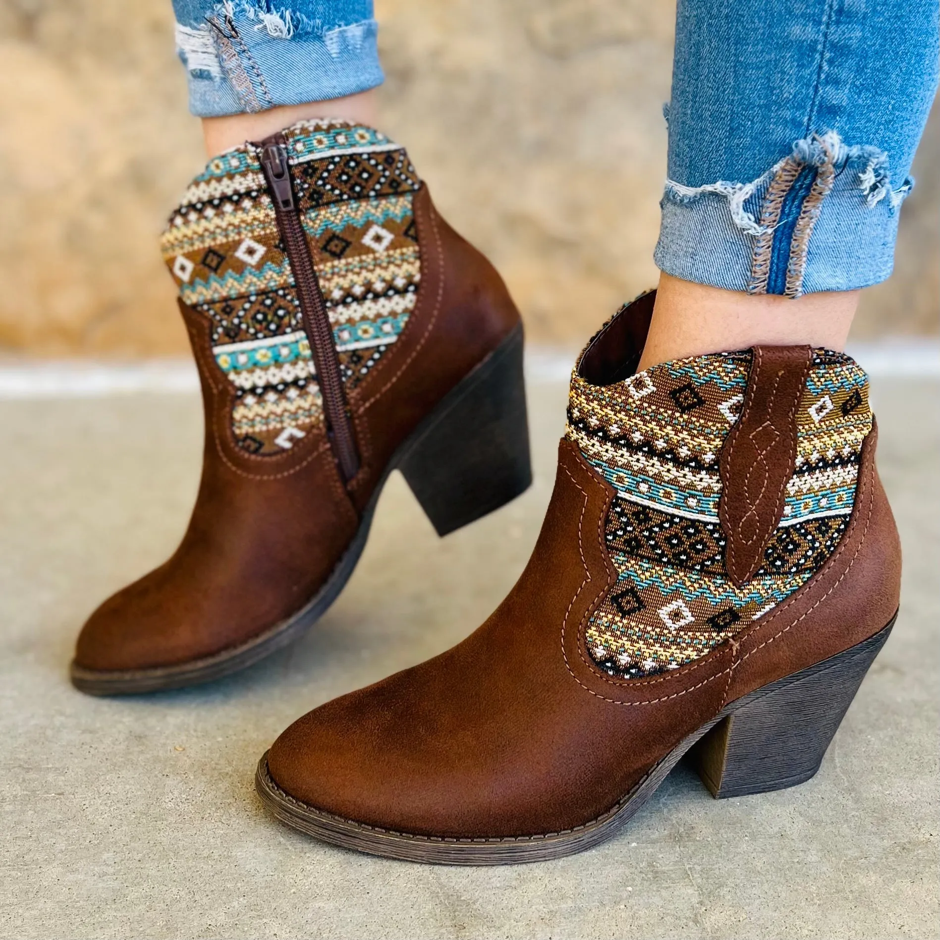 Hurley Brown Multi Distressed Booties*