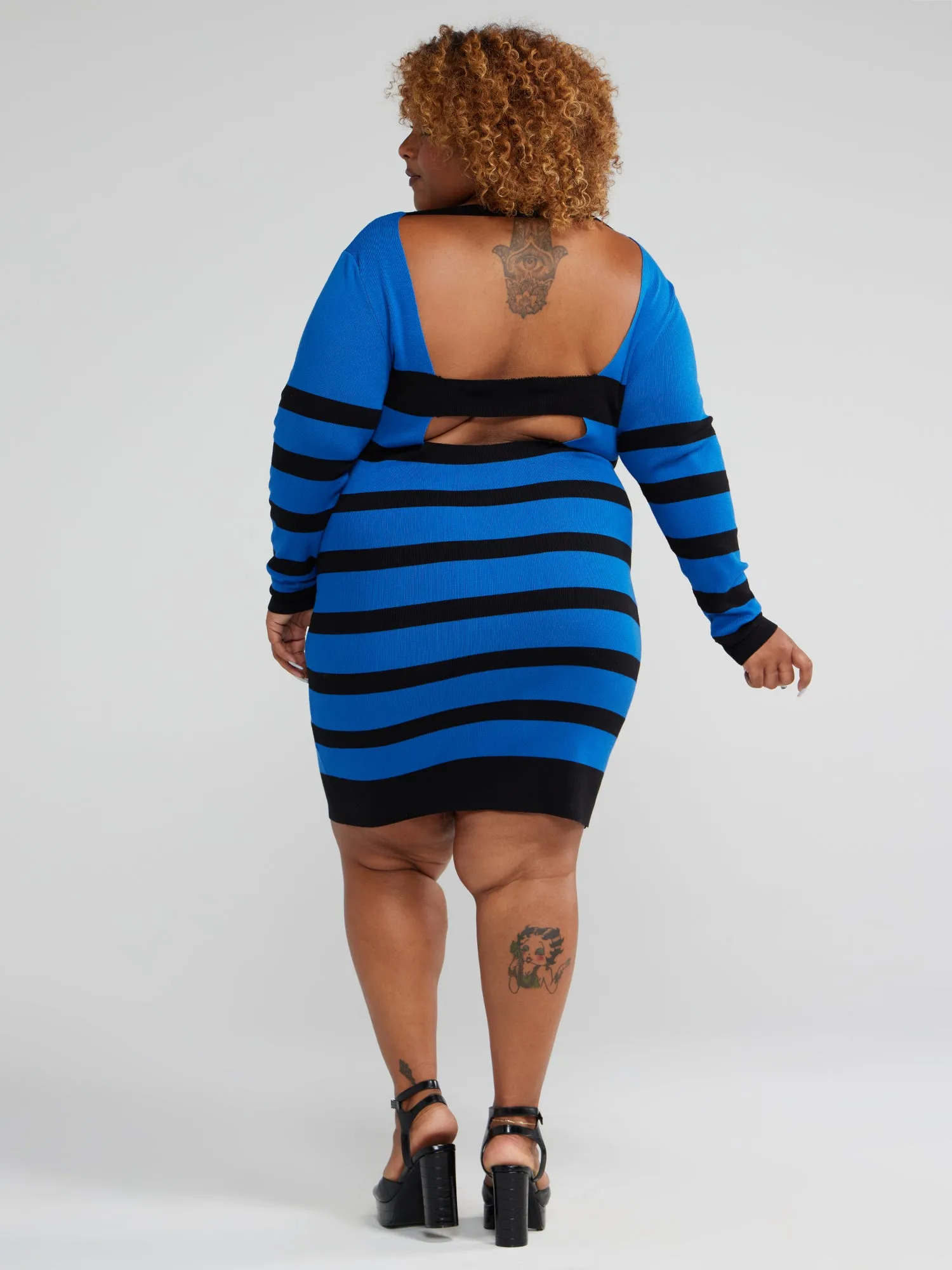 Isabel Striped Sweater Dress with Back Detail