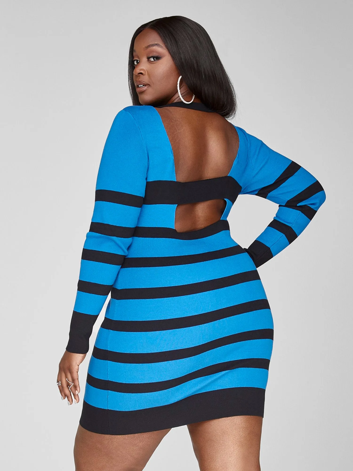 Isabel Striped Sweater Dress with Back Detail