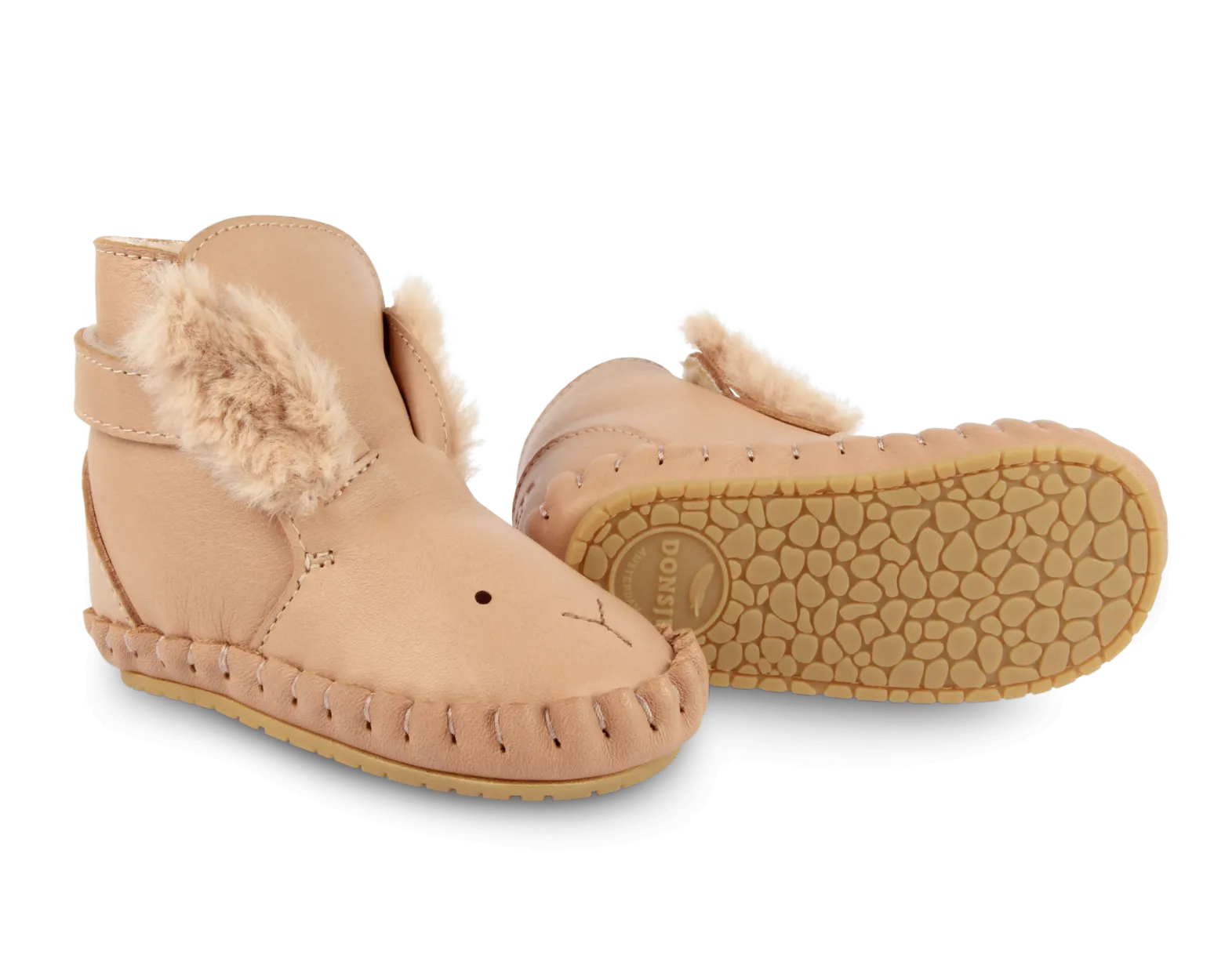 Kapi Exclusive Booties | Fluffy Bunny | Light Rust Leather