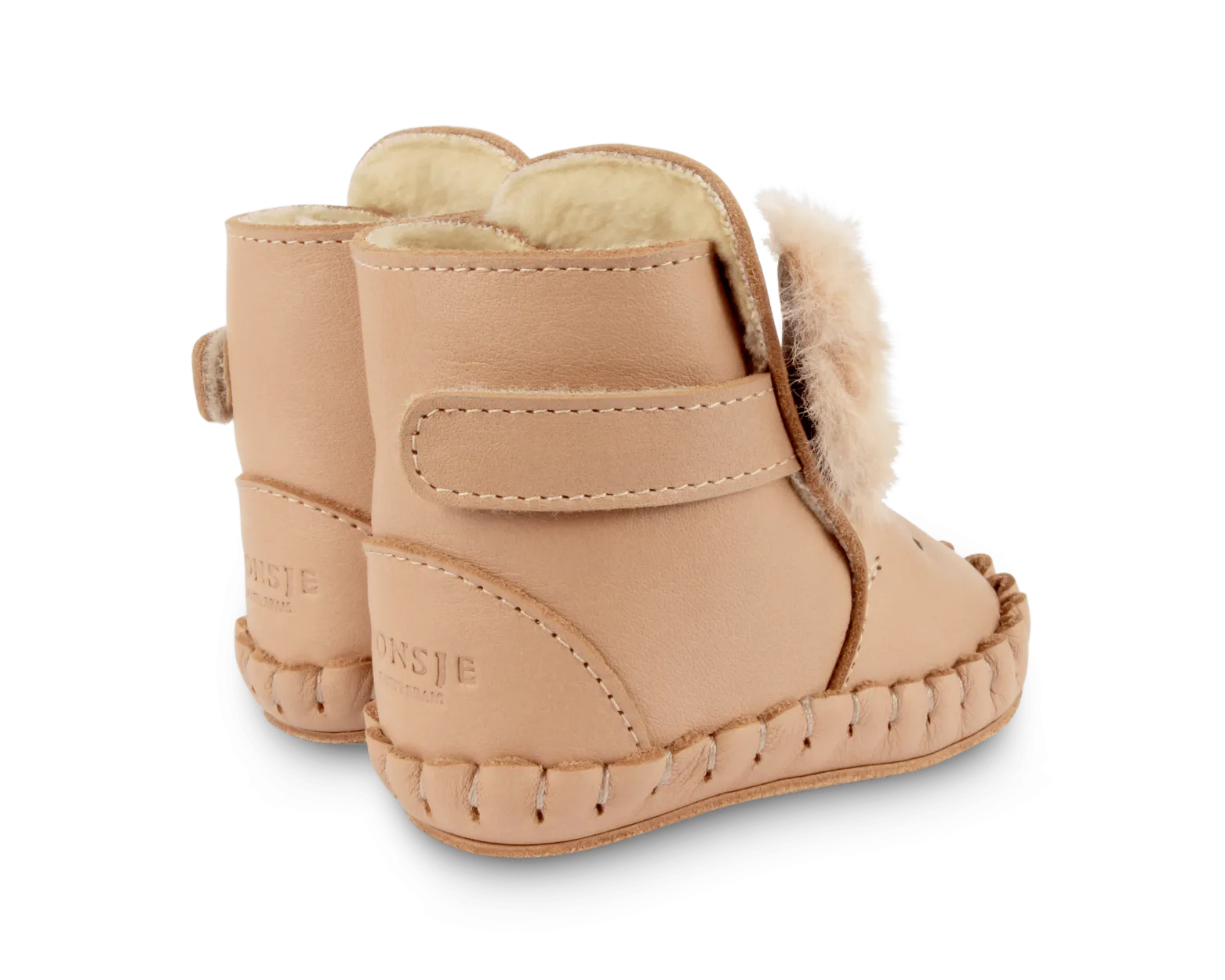 Kapi Exclusive Booties | Fluffy Bunny | Light Rust Leather