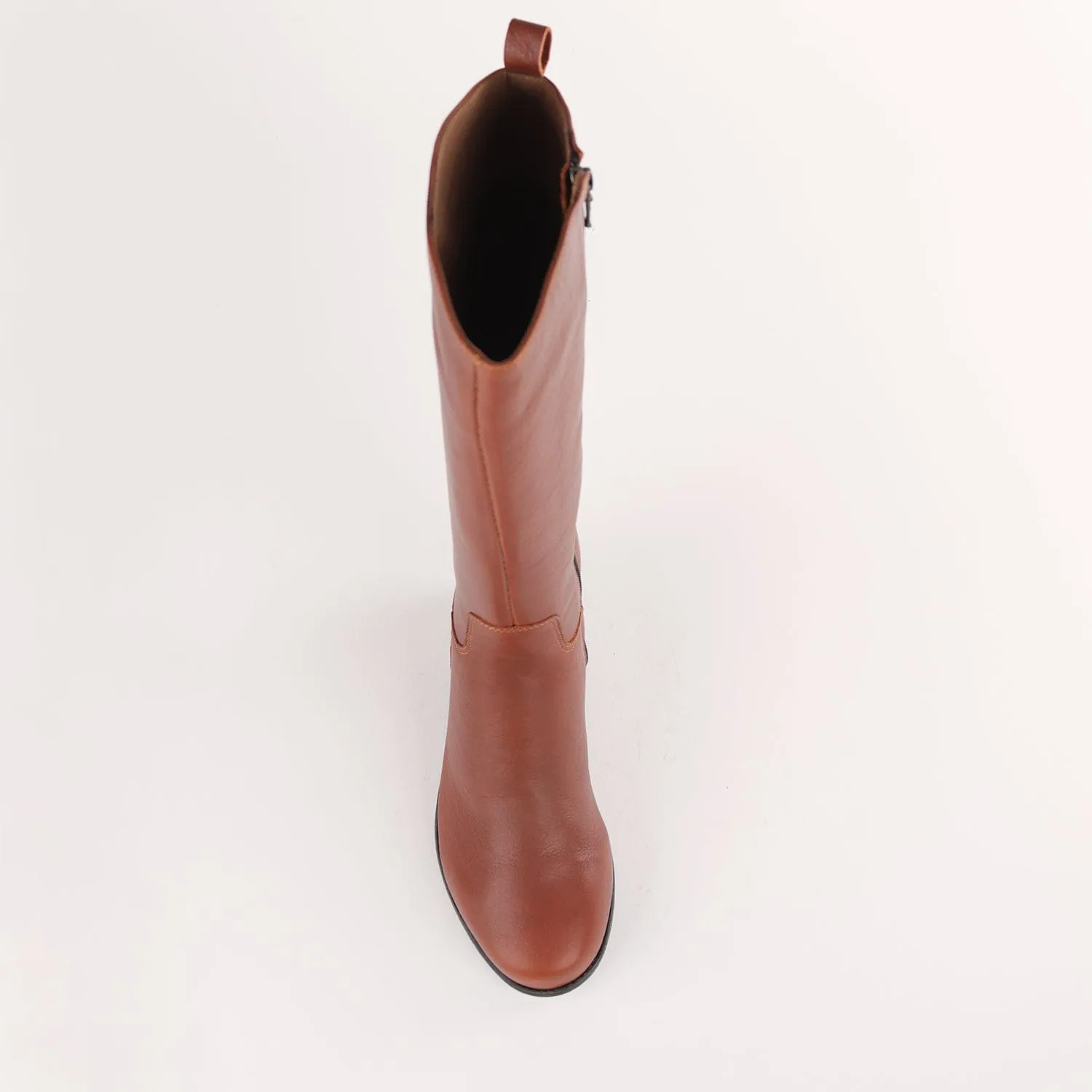 Knee High Flat Boot in Chestnut - 12610