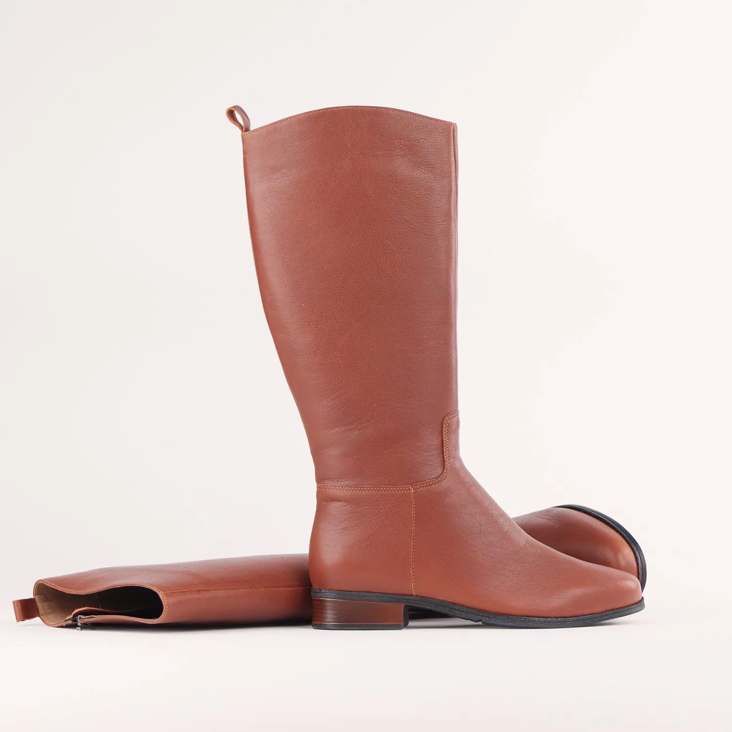 Knee High Flat Boot in Chestnut - 12610