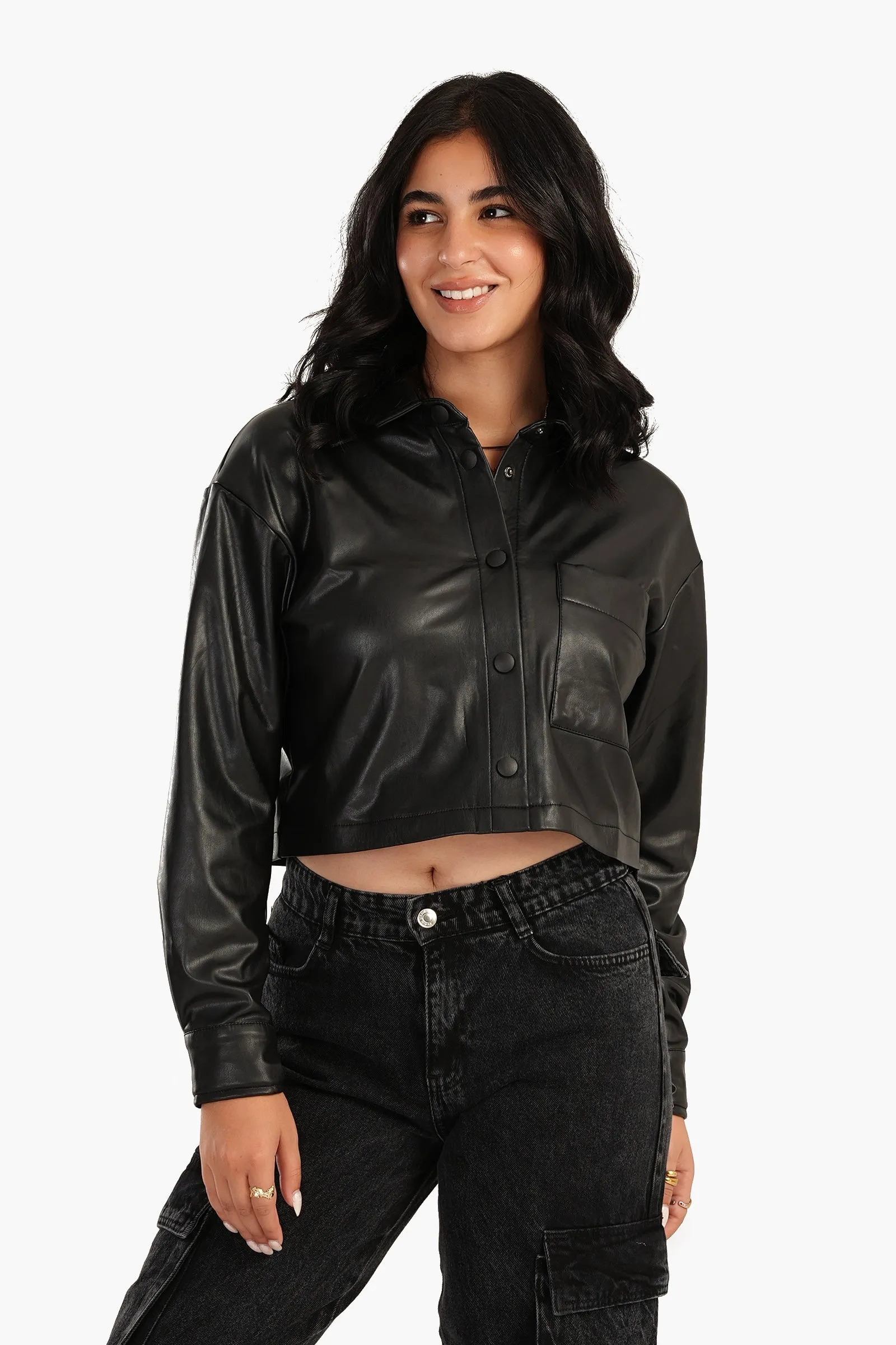 Leather Shirt with Back Embroidery