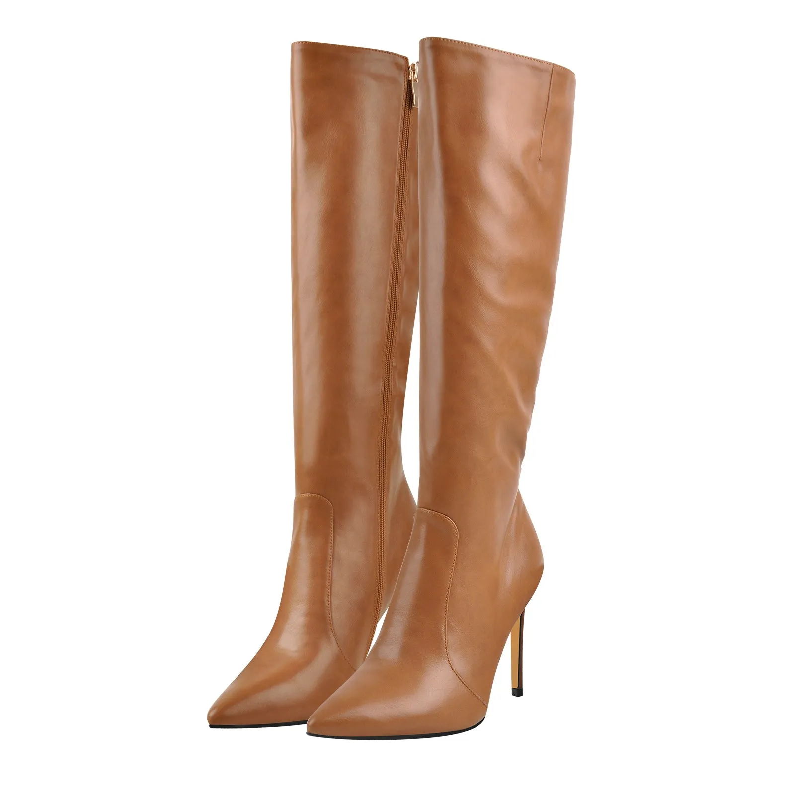 Pointed Toe Stiletto Zip Knee High Boots