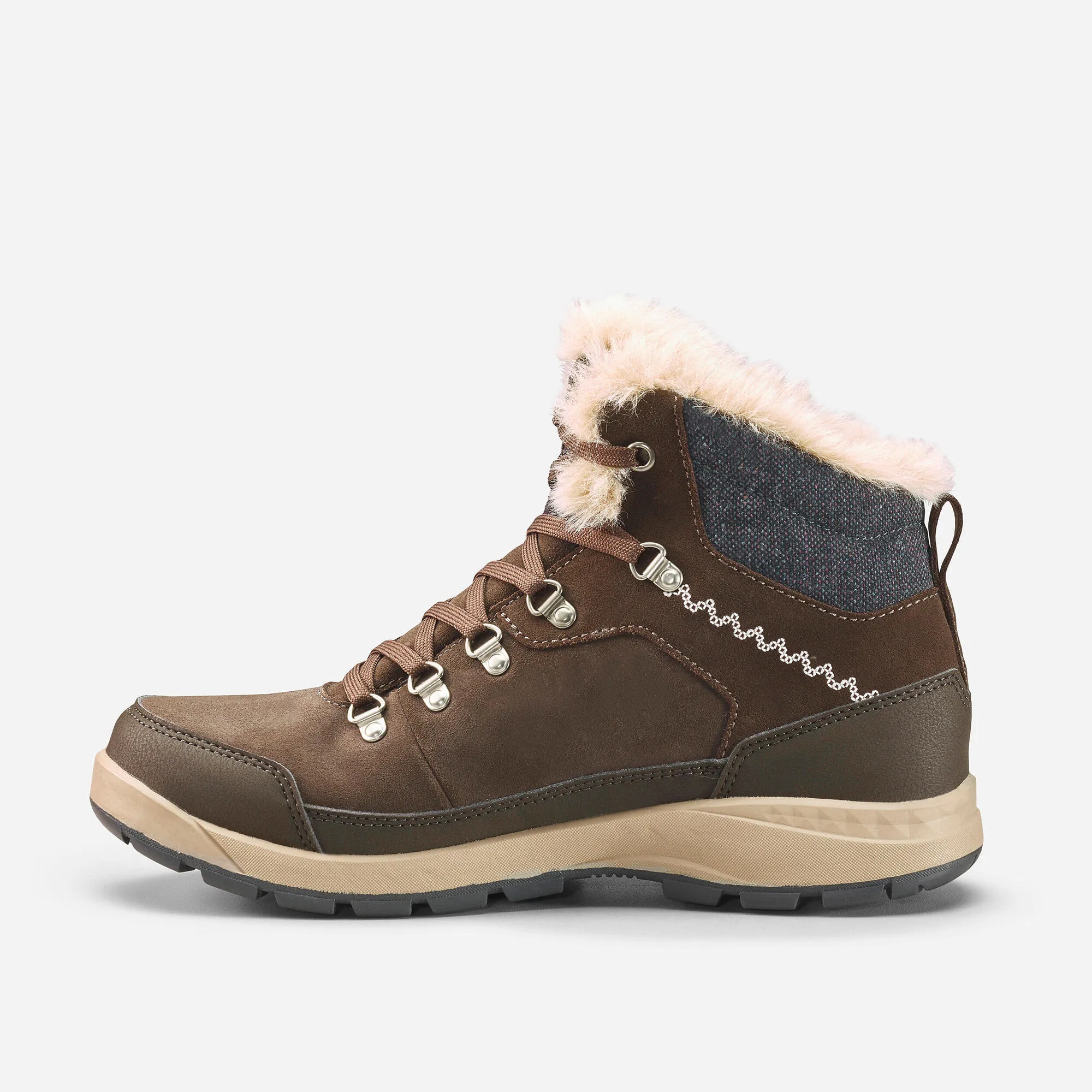 Quechua Women's leather warm waterproof snow boots - SH900 Mid