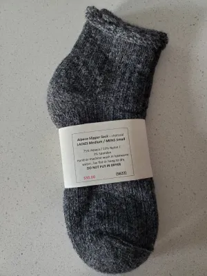 S622 Alpaca Thermal Slipper Sock Charcoal Ladies Medium / Mens Small