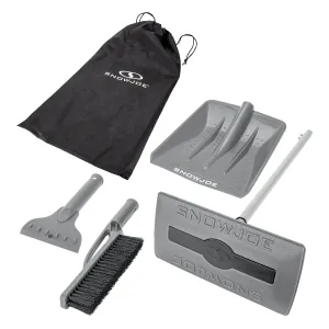 Snow Joe SJBLZD-4IN1-GRY Multi-Purpose Auto Snow Tool Kit | W/ Storage Bag | Snow Broom, Brush, Shovel, Scraper  (Gray)