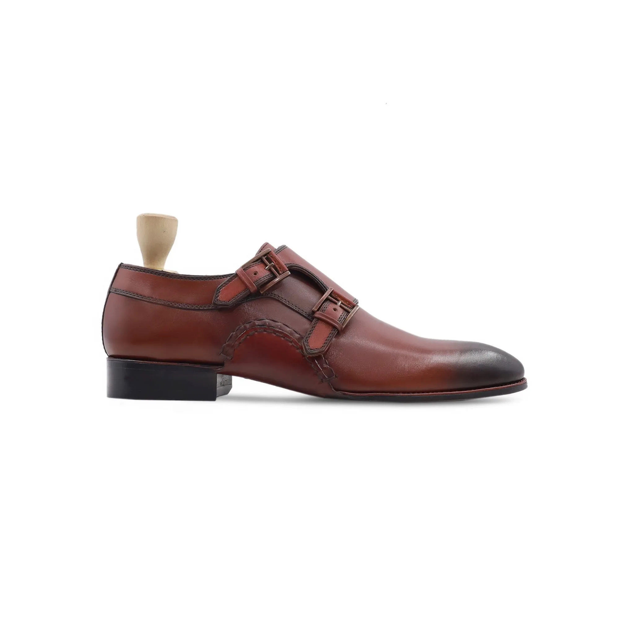 Uzice - Men's Oxblood Calf Leather Double Monkstrap