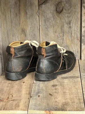 Vintage Black Leather Ski Boots