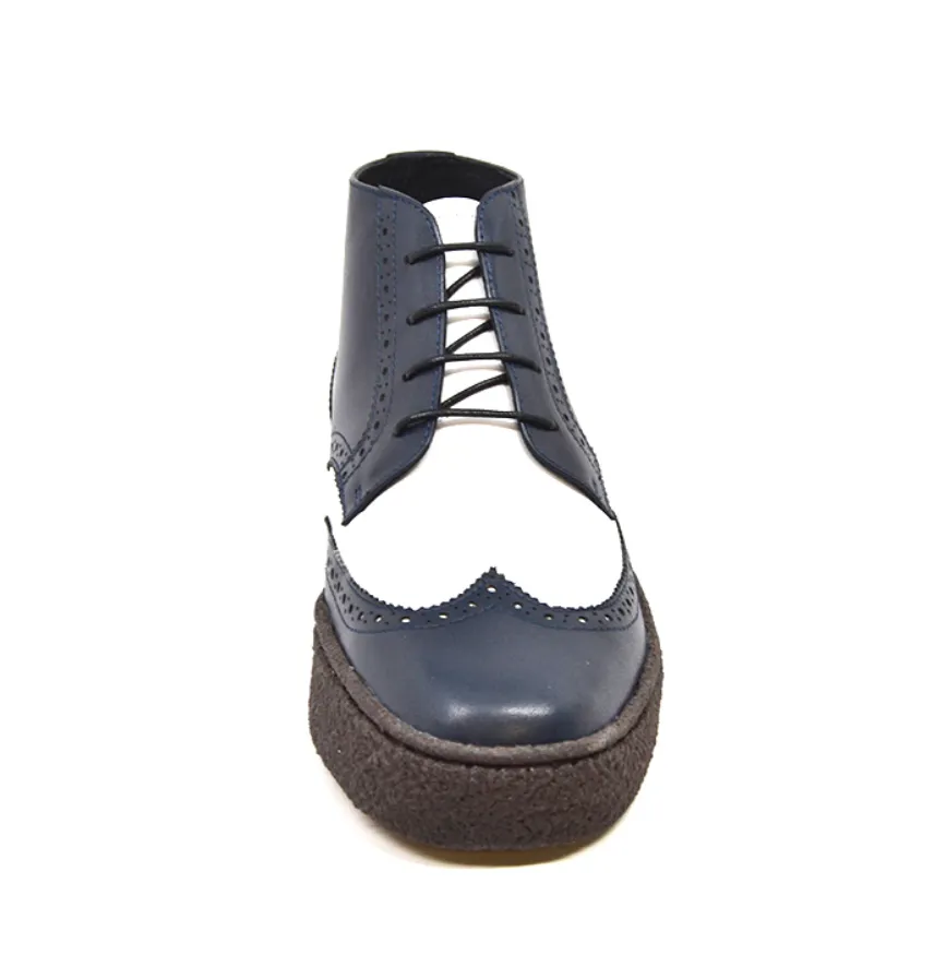 Wingtip Navy & White Leather