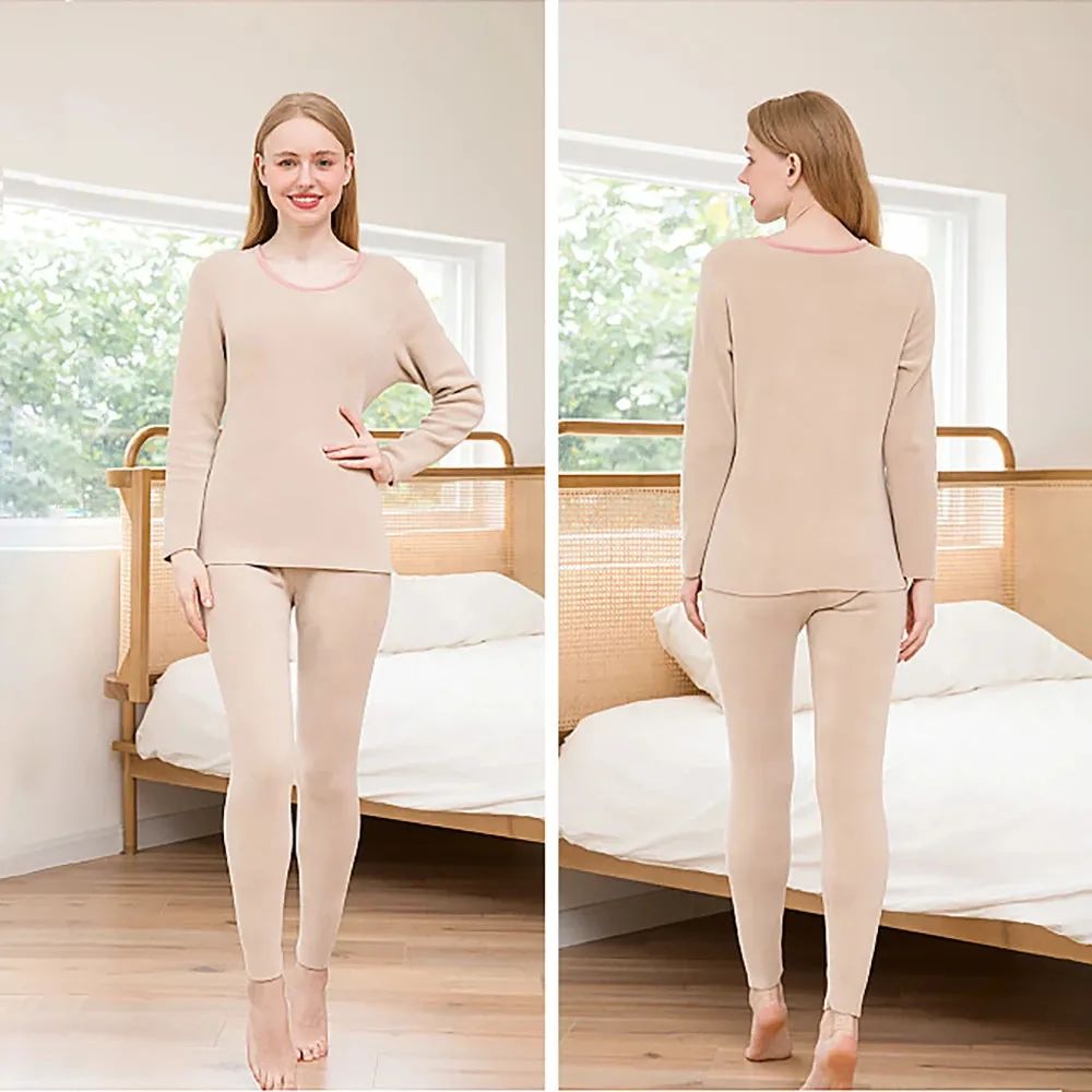 Ladies Velvet Thermal Underwear Set - Winter Inner Shirt and Pants