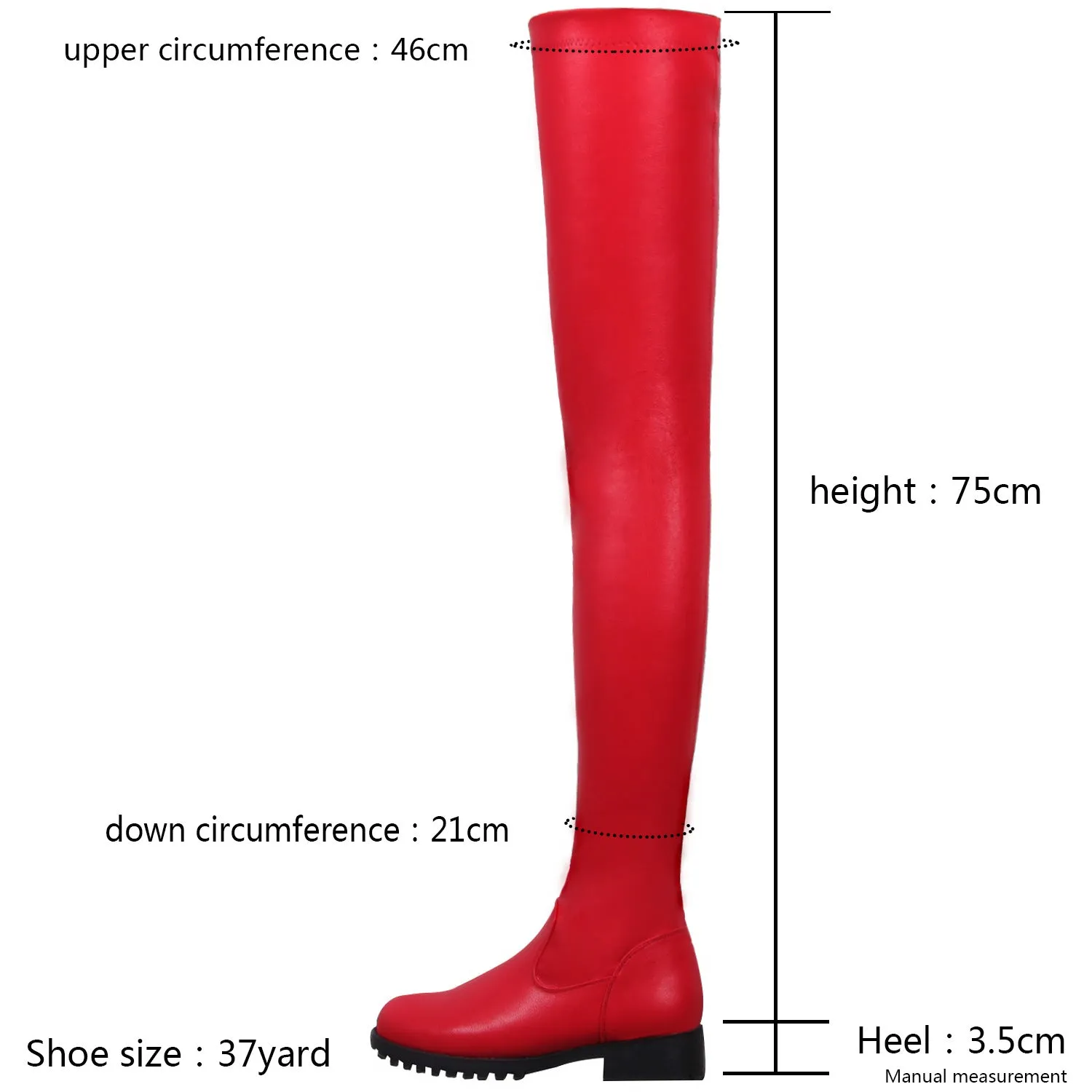 Women's Long Elastic Boots with Low Thick Heels