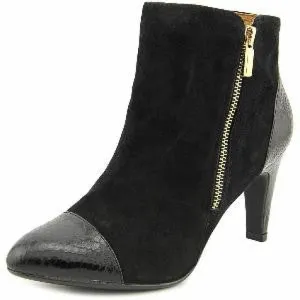 Women's Söfft 'Pavan' Round Toe •Black Suede Snake Skin Embossed• Ankle Boot