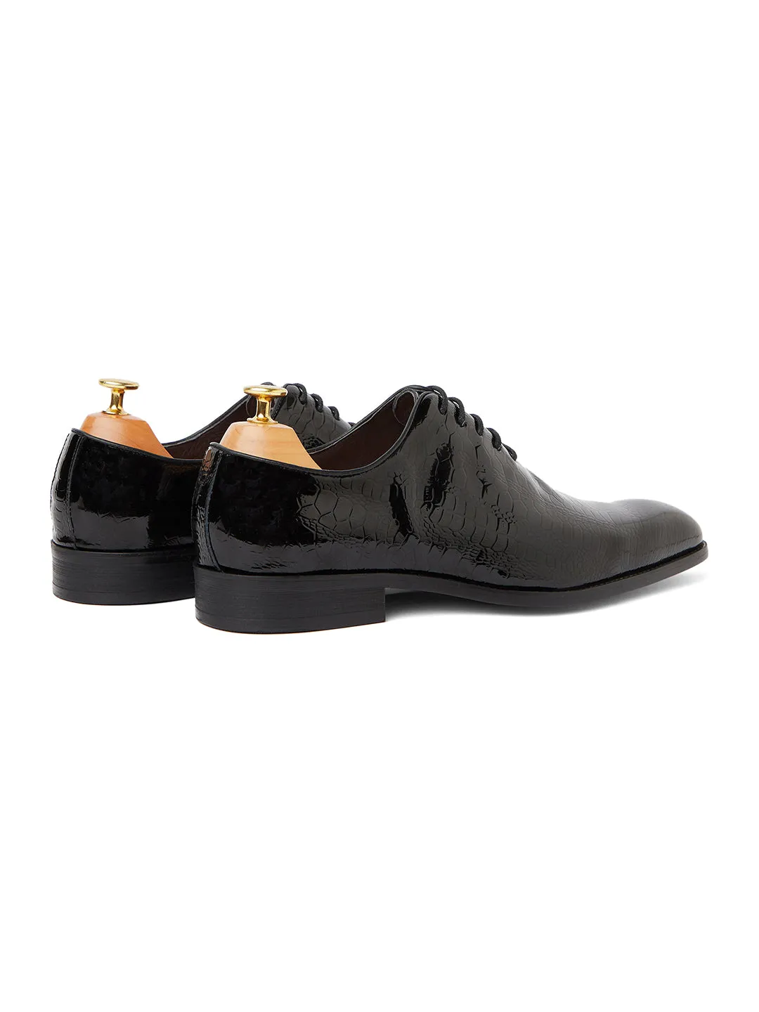 Zenia Patent Croc Oxford - Black